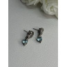 925 Sterling Silver Blue Topaz Heart Earrings Length 0.85 Inch
