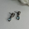 925 Sterling Silver Blue Topaz Heart Earrings Length 0.85 Inch