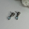 925 Sterling Silver Blue Topaz Heart Earrings Length 0.85 Inch