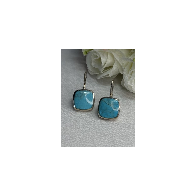 925 Sterling Silver Larimar Earrings Length 1.13 Inch