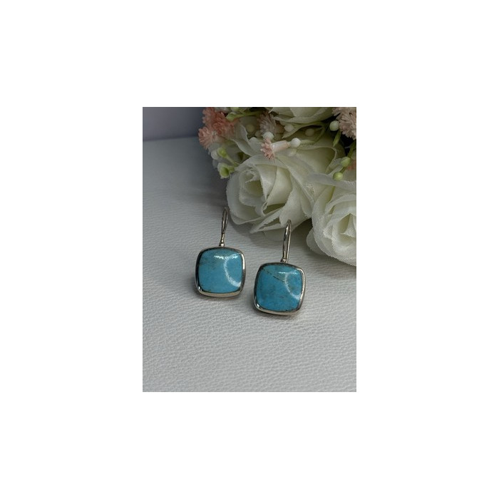 925 Sterling Silver Larimar Earrings Length 1.13 Inch