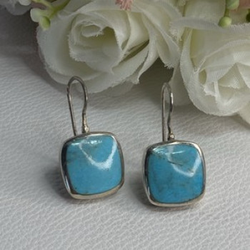 925 Sterling Silver Larimar Earrings Length 1.13 Inch