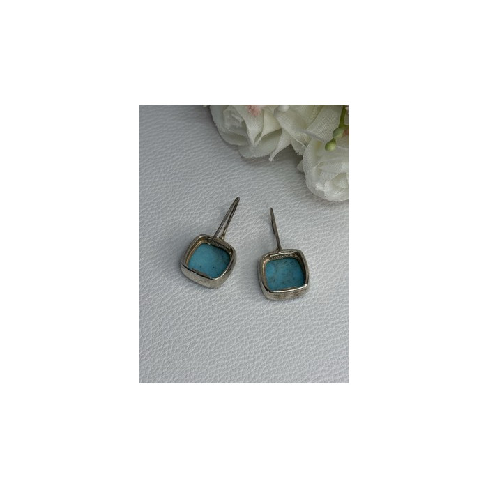 925 Sterling Silver Larimar Earrings Length 1.13 Inch