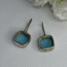 925 Sterling Silver Larimar Earrings Length 1.13 Inch