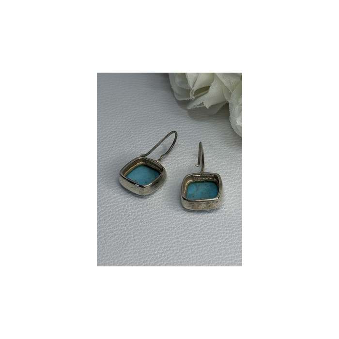 925 Sterling Silver Larimar Earrings Length 1.13 Inch