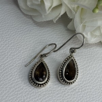 925 Sterling Silver Brown Tourmaline Earrings Length 1.30 Inch