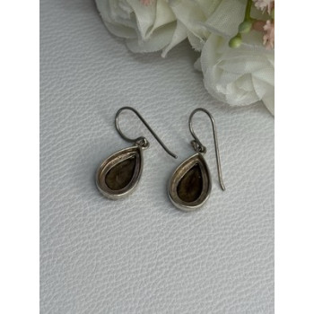 925 Sterling Silver Brown Tourmaline Earrings Length 1.30 Inch
