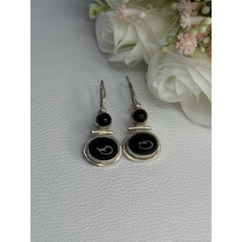 925 Sterling Silver Onyx Earrings Length 1.55 Inch