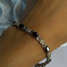 925 Sterling Silver Flower Garnet Bracelet Length 8