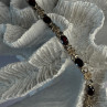 925 Sterling Silver Flower Garnet Bracelet Length 8