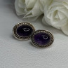 925 Sterling Silver Amethyst Earrings Length 0.75 Inch