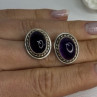 925 Sterling Silver Amethyst Earrings Length 0.75 Inch