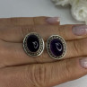 925 Sterling Silver Amethyst Earrings Length 0.75 Inch