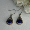 Vintage 925 Sterling Silver Sodalite Earrings Length 1.60 Inch