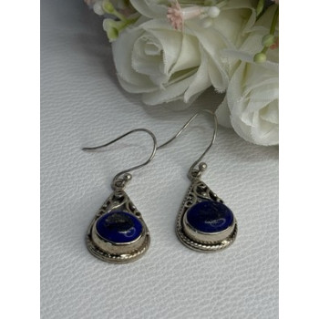 Vintage 925 Sterling Silver Sodalite Earrings Length 1.60 Inch