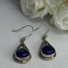 Vintage 925 Sterling Silver Sodalite Earrings Length 1.60 Inch