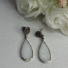 Vintage 925 Sterling Silver Abalone & Marcasite Earrings Length 1.60 Inch