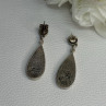 Vintage 925 Sterling Silver Abalone & Marcasite Earrings Length 1.60 Inch