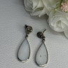 Vintage 925 Sterling Silver Abalone & Marcasite Earrings Length 1.60 Inch
