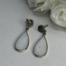 Vintage 925 Sterling Silver Abalone & Marcasite Earrings Length 1.60 Inch