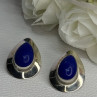 925 Sterling Silver Sodalite Earrings Length 0.95 Inch