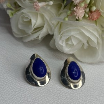 925 Sterling Silver Sodalite Earrings Length 0.95 Inch