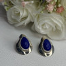 925 Sterling Silver Sodalite Earrings Length 0.95 Inch