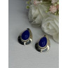 925 Sterling Silver Sodalite Earrings Length 0.95 Inch