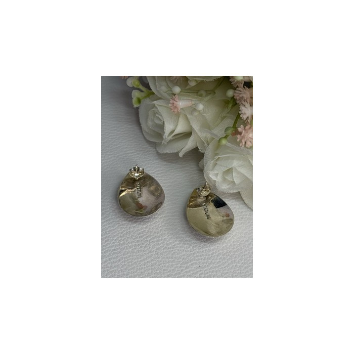 925 Sterling Silver Sodalite Earrings Length 0.95 Inch