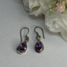 925 Sterling Silver Amethyst Earrings Length 1.20 Inch
