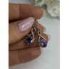 925 Sterling Silver Amethyst Earrings Length 1.20 Inch