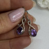925 Sterling Silver Amethyst Earrings Length 1.20 Inch