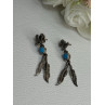 Navajo Flying Eagle 925 Sterling Silver Turquoise Earrings Length 1.60 Inch