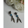 Navajo Flying Eagle 925 Sterling Silver Turquoise Earrings Length 1.60 Inch