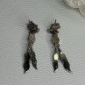 Navajo Flying Eagle 925 Sterling Silver Turquoise Earrings Length 1.60 Inch