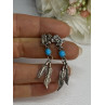 Navajo Flying Eagle 925 Sterling Silver Turquoise Earrings Length 1.60 Inch