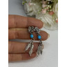 Navajo Flying Eagle 925 Sterling Silver Turquoise Earrings Length 1.60 Inch