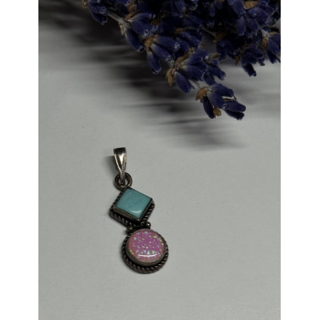 925 Sterling Silver Turquoise & Opal Pendant