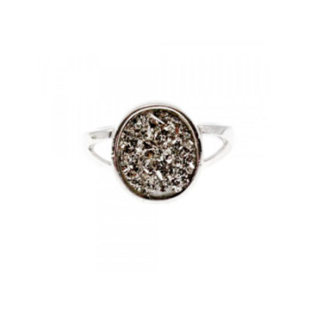 925 STERLING SILVER DRUZY PYRITE RING SIZE 10.5