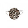 925 Sterling Silver Druzy Pyrite Ring Size 10.5