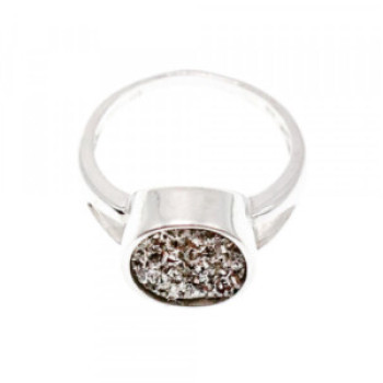 925 Sterling Silver Druzy Pyrite Ring Size 10.5