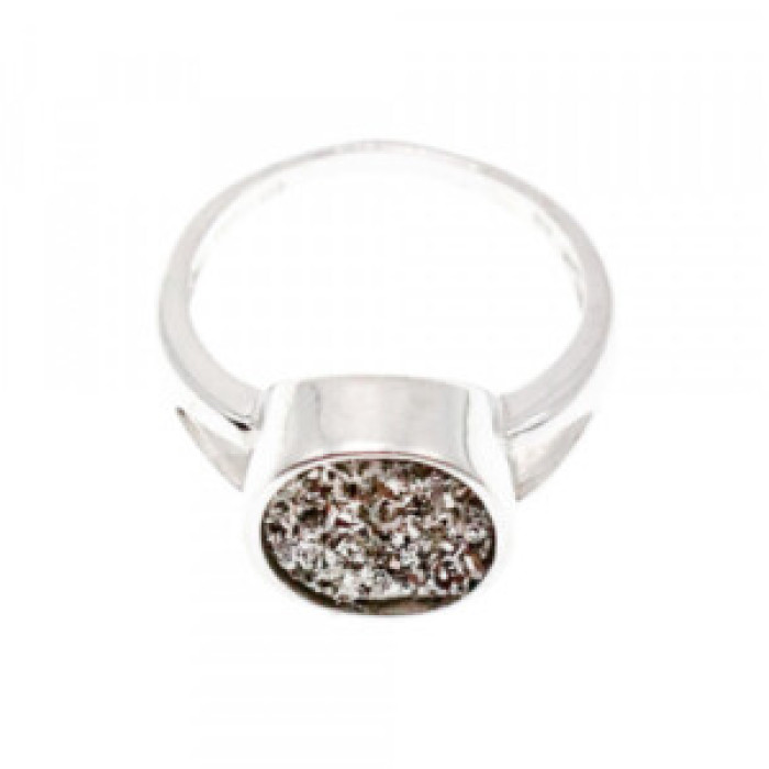 925 Sterling Silver Druzy Pyrite Ring Size 10.5
