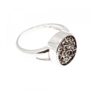 925 Sterling Silver Druzy Pyrite Ring Size 10.5