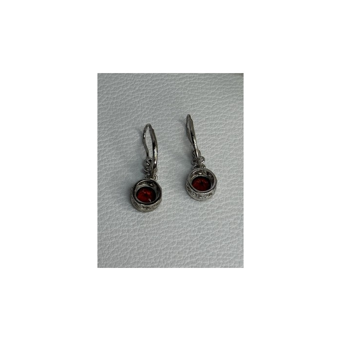 925 Sterling Silver Garnet Earrings Length 1.10 Inch
