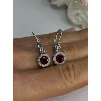 925 Sterling Silver Garnet Earrings Length 1.10 Inch