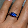 10K Yellow Gold Sapphire & Diamonds Ring Size 6