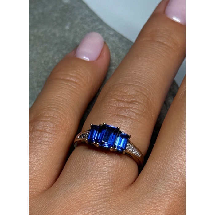 10K YELLOW GOLD SAPPHIRE & DIAMONDS RING SIZE 6