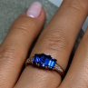 10K Yellow Gold Sapphire & Diamonds Ring Size 6