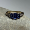 10K Yellow Gold Sapphire & Diamonds Ring Size 6