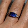 10K Yellow Gold Sapphire & Diamonds Ring Size 6